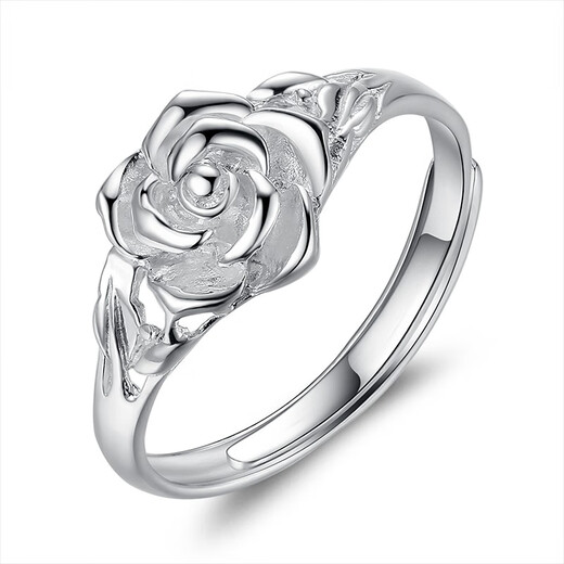 Jiuchangshi 990 sterling silver rose silver ring for women, mother style temperament ring birthday gift for girlfriend, 990 pure silver, opening adjustable
