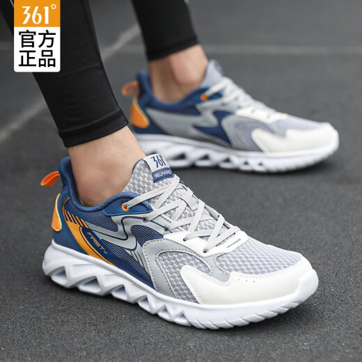 361 Degree Men's Shoes Sports Shoes Men's Running Shoes Spring and Summer Non-Slip Wear-Resistant Men's Casual Outdoor Travel Shoes for Men-2 Space Gray/Industrial Blue 42