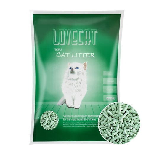 Small edamame cat litter, love cat cat litter, tofu cat litter, original green tea plant cat litter, deodorizing, easy to clump and flushable in the toilet, lovecat green tea tofu cat litter, 5.2Jin Jin equal to 0.5kg *6 packs