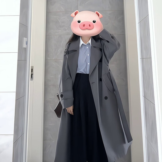 GARNUO gray trench coat women's mid-length 2025 early spring and autumn new Korean style small high-end British style coat Gray S 80-110Jin Jin is equal to 0.5 kg