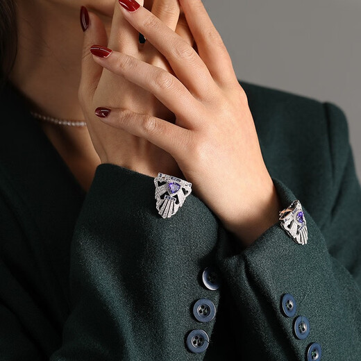 Ji Shizhe's flagship brand brooch, tanzanite gemstone brooch, high-end jewelry, women's multi-purpose corsage gift box, tanzanite gemstone brooch