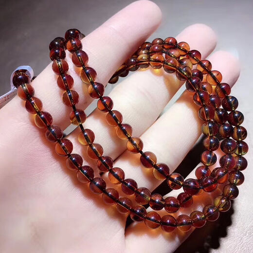 Moshe Dominican red and blue amber bracelet, blood amber 3A water purification beads, sweater chain, Mexican amber, beeswax necklace (6mm) red and blue amber 108 beads