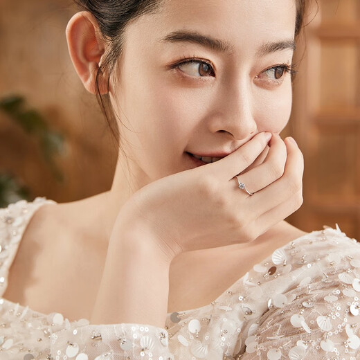 Saturday Fortune (ZLF) 18K gold diamond ring for women, brilliant sparkling carat effect, six-claw wedding proposal diamond ring, 5 points, size 12