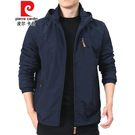 皮尔卡丹户外男士夹克秋冬季2020新款中年男装秋装上衣服加绒外套男春秋厚 9898[黑色]加薄绒可卸帽 2XL 185规格(165斤左右)