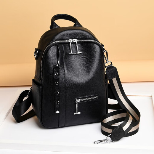 Xibai Lai genuine leather backpack women's new fashion casual women's backpack versatile large capacity women's travel backpack female 109-17 black