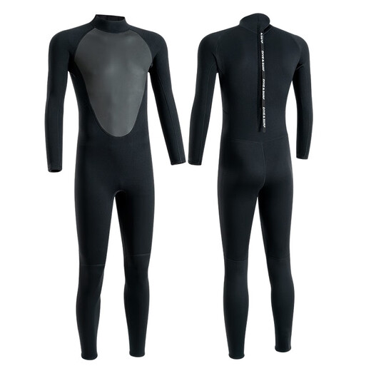 Citoor 3mm warm and cold-proof wetsuit, full set of fishing suit, wet snorkeling suit, swimming sun protection one-piece surfing suit for men and women, black XL (suitable for 170-180cm68-75kg)