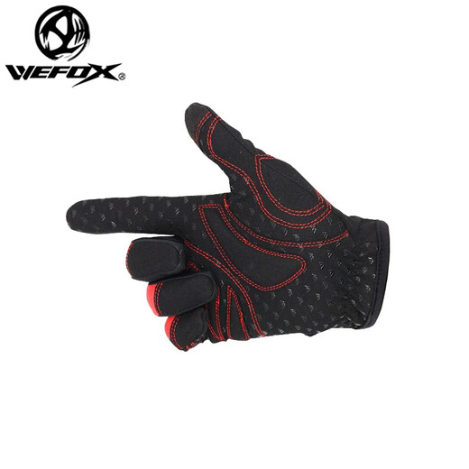 WEFOX Weihu fishing gloves sea fishing wear-resistant lures iron plate finger gloves outdoor riding full five-finger fishing gloves wcx-4012 black red M