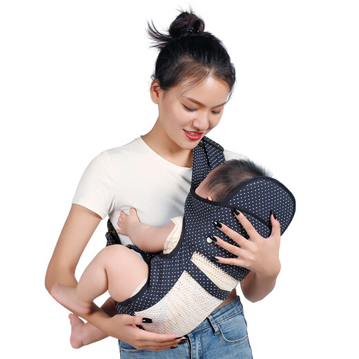 天而（TIANER）婴儿背带前后两用简易前抱式宝宝抱带横抱式后背式背新生孩子背袋 天而03网款-蓝色撞色