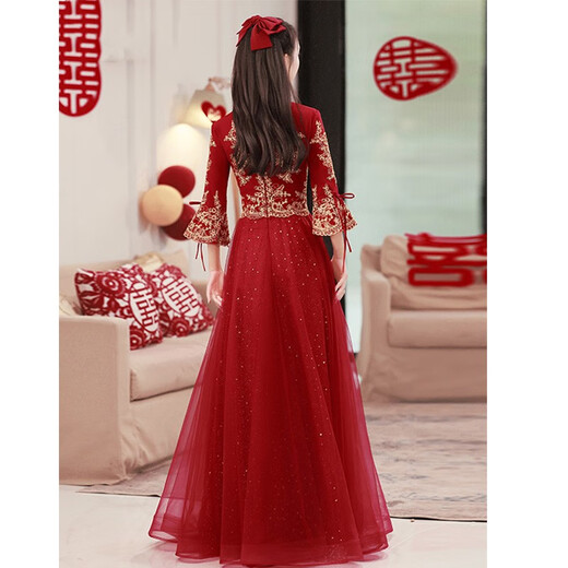 Seidler New Chinese Bridal Toast Wear Cheongsam 2025 New Evening Dress Winter Long Dress Engagement Burgundy Long L (Recommended 106-115 Jin Jin equals 0.5 kg)