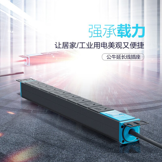 
Bull PDU cabinet power socket PDU plug-in five holes 6-position 3-meter wire 16A high-power air conditioner plug-in machine workshop aluminum alloy lightning protection switch industrial plug-in board [5 jack/10A] 3-meter E1050
