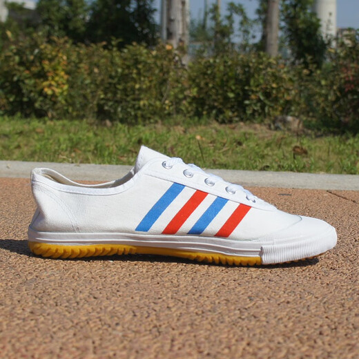 Double Star Bate Qingdao Double Star Bate men's and women's canvas track and field football shoes white tendon sole football shoes high school entrance examination sports examination shoes track and field four 42 (sports shoes wear 43)