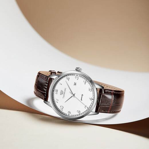 Tian Wang Watch Herren Mode Quarz Paar Watch Women's Belt National Watch Water of Watch Watch Valentinstag Geschenk 3886 Weißer Teller Brown Belt Herren Uhren + Temperiertes Film