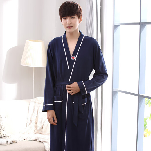 NJSKAKW camisón de pareja de algodón puro de primavera y otoño camisón de hombre camisón albornoz de algodón camisón de mujer albornoz pijamas de talla grande 86102 masculino M