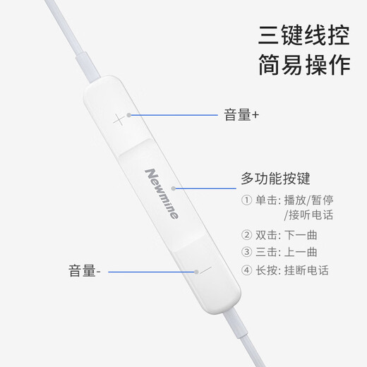 Newmine XLT10 typec headset wire-controlled music mobile phone analog headset type-c version semi-in-ear wired headset white