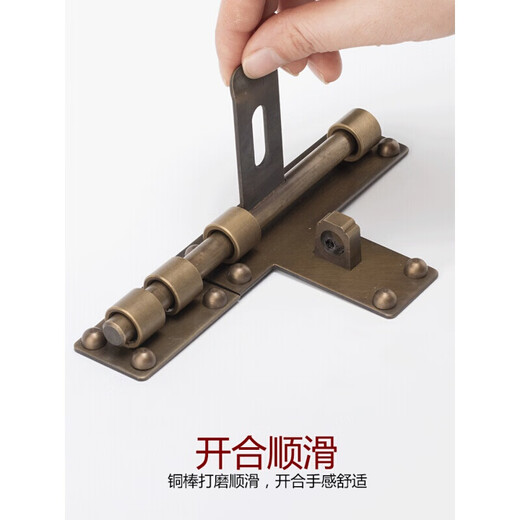 XMSJ custom door latch door buckle door bolt door latch lock copper old-fashioned large door latch antique wooden door surface-mounted extended door latch 12cm door latch plus lock left