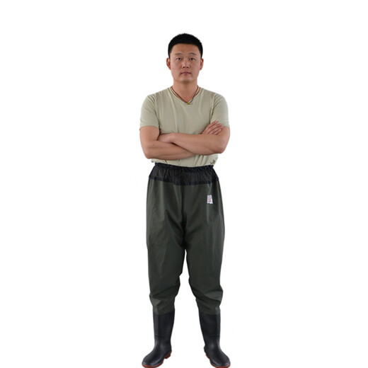 Hongshiyu waterproof waist-length waders, half-body waders, fishing leather pants, fishing pants, breathable clothes, one-piece rain pants, rain boots, black knitted waist pants 36