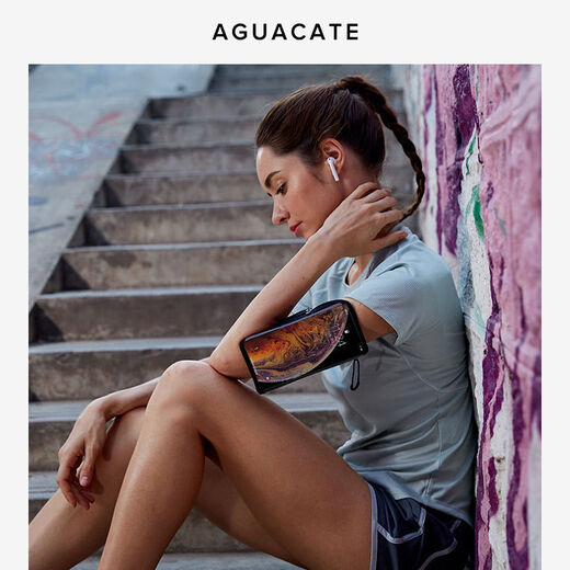 AGUACATE25 new sports mobile phone arm bag for men and women, running mobile phone arm bag for Apple 17, universal fitness wrist mobile phone bag, double pole gray (suitable for weight 100_160)