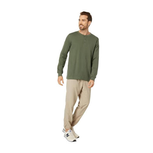 The North Face Men's Waffle Long Sleeve T-Shirt Henley Shirt Versatile Round Neck Casual Loose Solid Color Spring and Summer Outdoor Sports Gardenia White XL