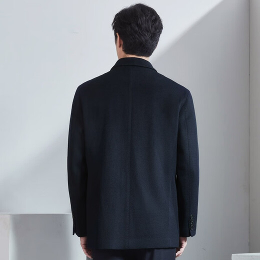 红都男士羊毛大衣中长款藏青色商务正装中老年100%羊毛呢子外套 藏青色JT6216-1 XL 180/96XL