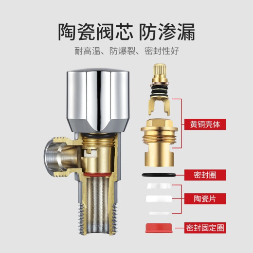 Submarine F202 triangular valve copper chrome-plated eight-character valve national standard four-point ceramic valve core hot and cold universal angle valve
