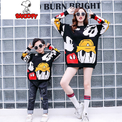 Snoopy brand children's clothing [new in early autumn] spring and autumn parent-child clothing autumn and winter clothing 2020 new sweaters for a family of three, mother and son, mother-daughter style sweaters Mickey spring and autumn picture color dad XXL