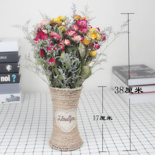Love Yunnan Natural Rose Dried Flower Bouquet Living Room Decoration Lucky Rose Dried Flower Real Flower Decorative Ornaments Air-dried and Baked Neon + Gold Barbie (Two Bundles)