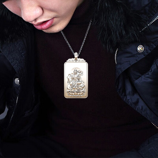 Pang Yi's pure silver Void Tibetan Bodhisattva's natal Buddha belongs to the zodiac Ox and Tiger pendant men's silver medal twelve zodiac pendant necklace women's brand silver color Samantabhadra Bodhisattva dragon and snake