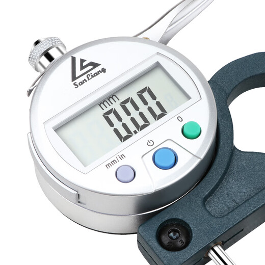 Three-quantity high-precision digital display thickness gauge thickness gauge thickness gauge measuring thickness thickness gauge JD017 0-10mm digital display flat probe