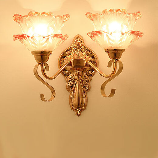 Yilin Wall Lamp Bedroom Wall Bedside Lamp Simple Modern Creative European American American LED Living Room Aisle Stair Lamp Room Gold 8015 with LED9 Three Color Light