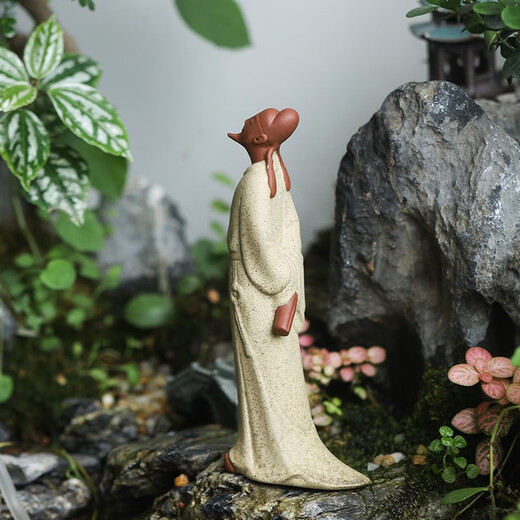 Fw Li Bai Statue Ancient Character Ceramic Sculpture Home Decoration Crafts Living Room Office Study Desktop Ornament Li Bai - Colored Sand Blue Gray Style