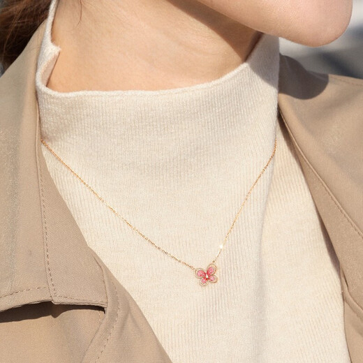 Chow Sang Sang 18K Rose Gold Forever Series Butterfly Rose Gold Necklace 92260N Price 47cm