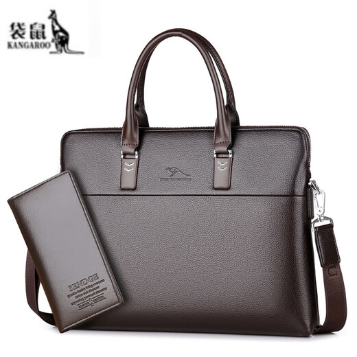 Kangaroo Impulse Briefcase Men's Bag Handbag Shoulder Messenger Bag Computer Bag Handbag Large Capacity 8822 Horizontal Black