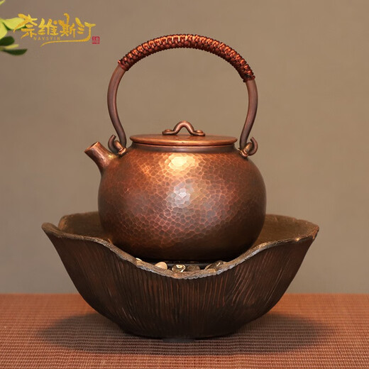 NAVSTIN Japanese copper kettle, handmade, pure copper kettle, retro beamed copper kettle, household kettle, teapot, household Yuanrong (roasted color)