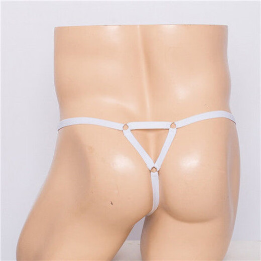 Men's thong one strap sexy transparent pouch gun bullet separation hoop tassel lace physiological underwear for men red