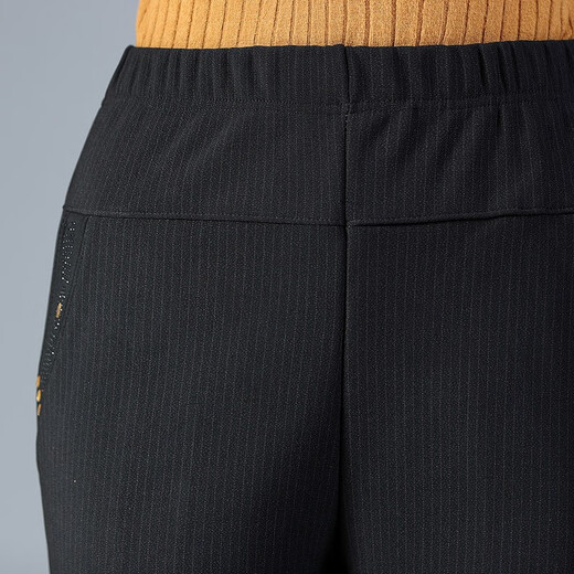 Wanhe autumn and winter clothing, middle-aged and elderly women's pants, mother's striped velvet pants, winter thickened cotton pants, high waist, large size outer wear warm pants