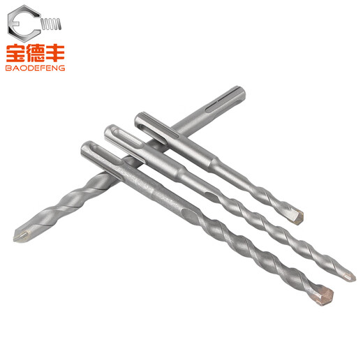 Baodefeng extended impact electric hammer drill bit for wall slotting, four-pit square shank drill bit, concrete round shank cement wall drilling drill, round shank M8X110