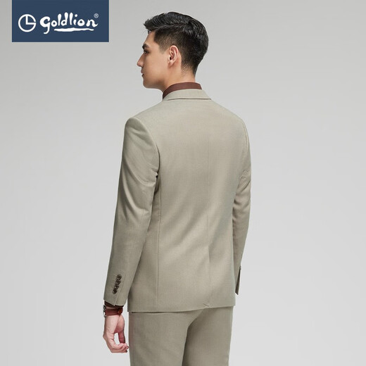 Goldlion Contains Wool Seasonal Men's Suit Suit Casual Wedding Formal Business Suit (Select by Size) 37 Light Khaki 48 B Suit