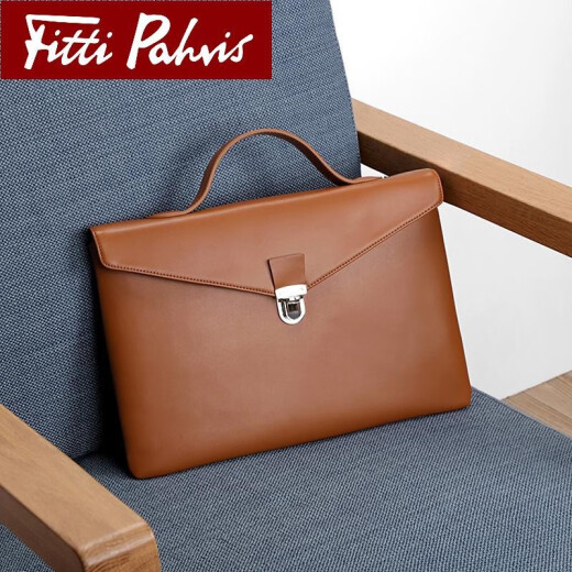 FittiPahris light luxury brand laptop bag file bag horizontal business men's bag briefcase shoulder bag female crossbody commuter envelope bag orange