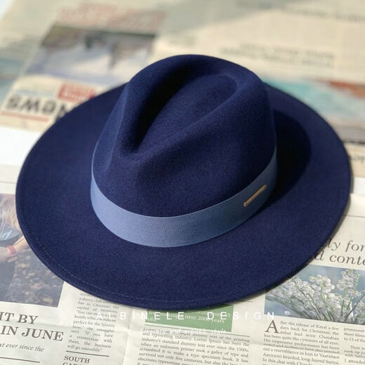 ALBINELE French new autumn and winter flat-brimmed woolen hat for men and women, fashionable wide brim black versatile European and American large head circumference camel camel (classic hot sale) M size 54-57cm head circumference (regular) adjustable