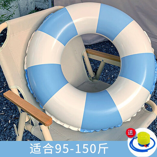 Zhenxiqi adult swimming ring female thickened lifebuoy retro swimming ring inflatable armpit ring adult water swimming equipment blue stripes suitable for 95-150Jin Jin equals 0.5 kg