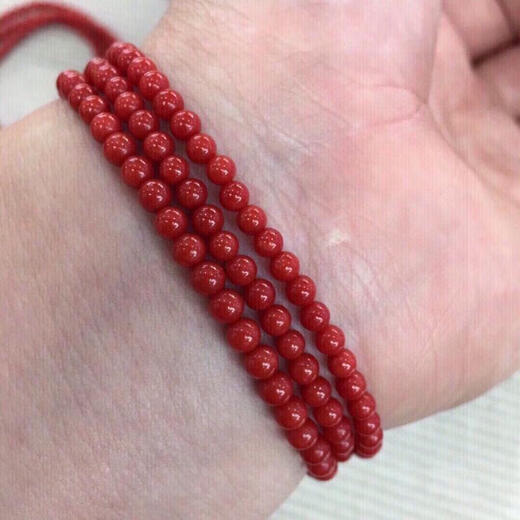 Zhaohao Coral Bracelet 6mm Buddha Beads Round Bead Bracelet Color Dark Red 3.5-4mm 10.5g