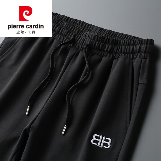 皮尔卡丹高档品牌男装 2022夏季透气纯棉休闲裤男士休闲卫裤薄款直筒小脚运动修身长裤潮针织 9928灰色 M