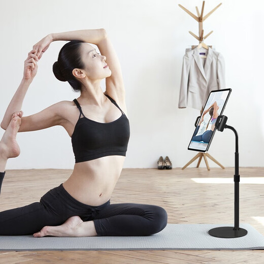 Lingchen mobile phone and tablet stand can be lifted and lowered, desktop bedside live streaming, iPad watching TV, lazy stand, universal for mobile phones and tablets, alloy base + retractable