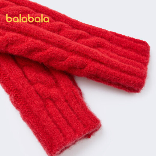 Balabala children's scarf boys and girls new winter unique fabric cute warm knitted red tone 0166110cm