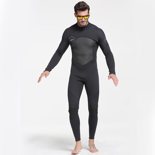 SBART 3MM diving suit one-piece thickened cold-proof and warm winter swimsuit deep diving snorkeling surfing sports fishing suit training suit 1070 men's black 3mm L