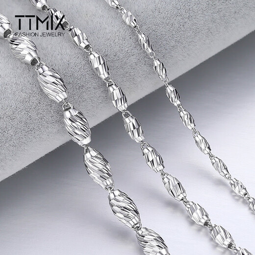 TTMIX men's platinum necklace olive beads pt950 temperament platinum necklace domineering boss chain 50cm weight 9.44g thick 2.4mm