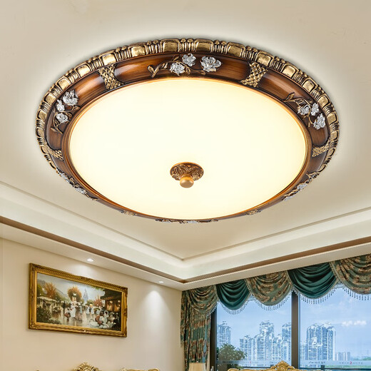 别墅大门口灯户外吸顶灯自建房大门口顶灯大门上的门灯欧式卧室复古客厅灯简欧LED书房圆形阳台田园美式 50CM+30瓦LED无极调光+遥控器