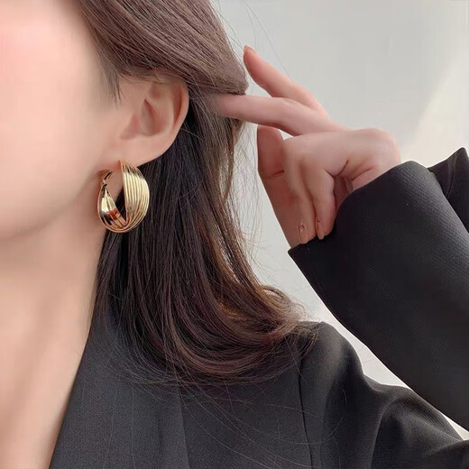 Idel's high-end hoop earrings 2025 new trendy Internet celebrity temperament earrings for women's atmospheric exaggerated earrings birthday gift gold metal earrings E0534