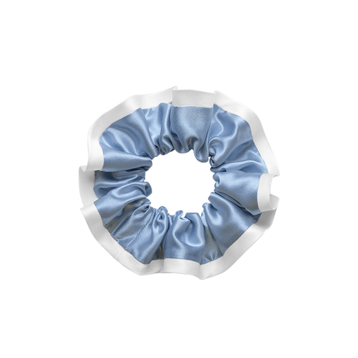 MANITO/Manita Two-tone silk hair band, versatile, pleated silk hair accessories, ballet style, Sky Ice Blue + Pure Tea White Full