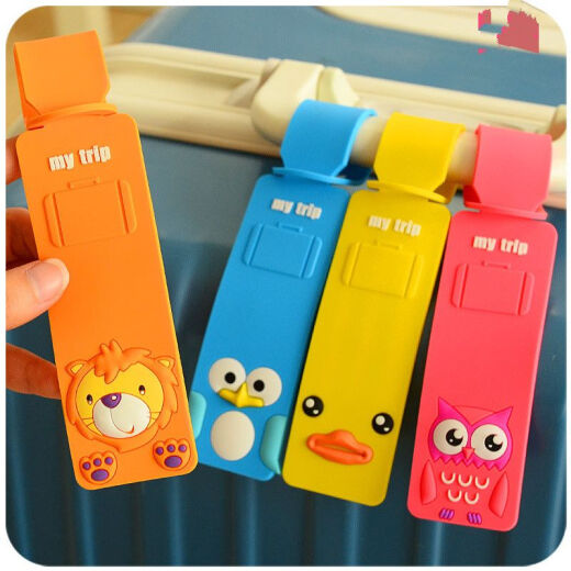Luggage signage cartoon creative cute silicone flight attendant luggage tag label boarding pass suitcase tag orange little lion (2 pieces)